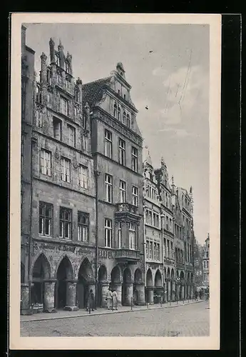 AK Münster i. Westf., vor den alten Giebelhäusern am Prinzipalmarkt