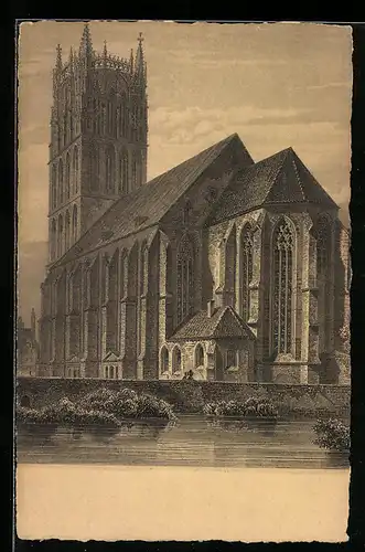 Künstler-AK Münster i. W., die Überwasserkirche