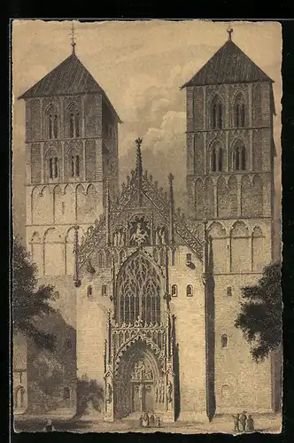 Künstler-AK Münster i. W., vor dem Dom