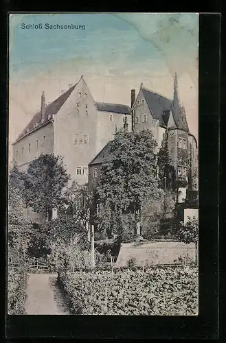 AK Frankenberg i. Sa., im Garten am Schloss Sachsenburg