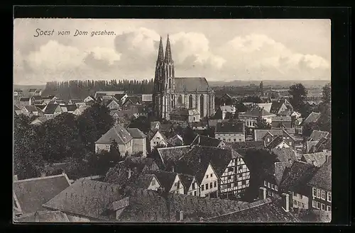 AK Soest, Stadtansicht vom Dom aus
