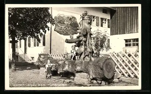 AK Wertach im Allgäu, am Ortsbrunnen