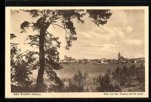 AK Bad Waren a. Müritz, Blick von den Tannen auf die Stadt