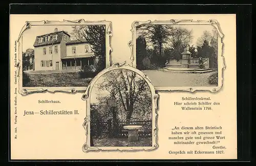 AK Jena, Schillerhaus und Schillerdenkmal