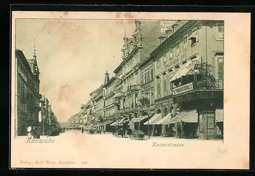 AK Karlsruhe i. B., Blick in die Kaiserstrasse