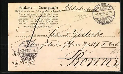 AK Karlsruhe i. B., Pyramide auf dem Markt vor dem Rathaus