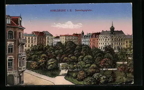 AK Karlsruhe i. B., auf dem Sonntagsplatz