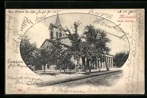 AK Karlsruhe i. B., Blick auf die katholische Kirche