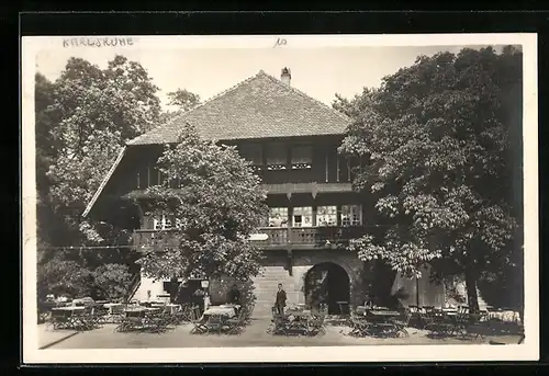 AK Karlsruhe i. B., das Schwarzwaldhaus im Stadtgarten