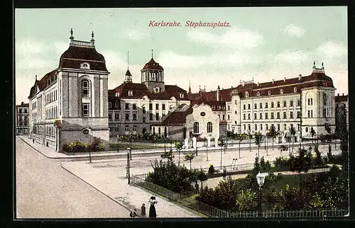 AK Karlsruhe i. B., Partie auf dem Stephansplatz