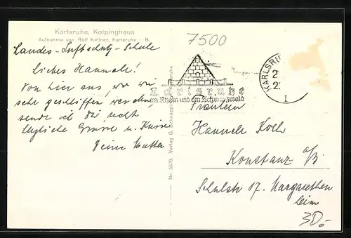 AK Karlsruhe i. B., Blick auf das Kolpinghaus