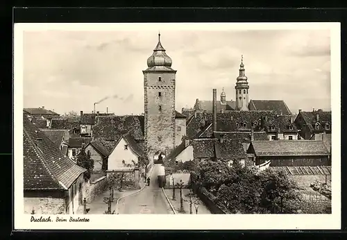 AK Karlsruhe-Durlach, Strasse vor dem Baslertor