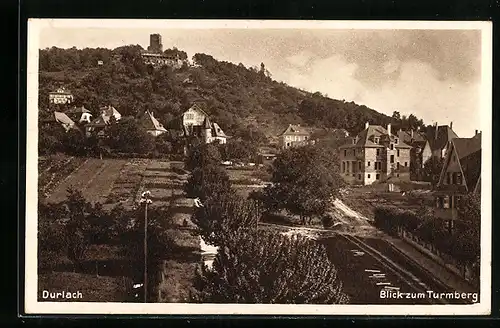 AK Karlsruhe-Durlach, Blick zum Turmberg