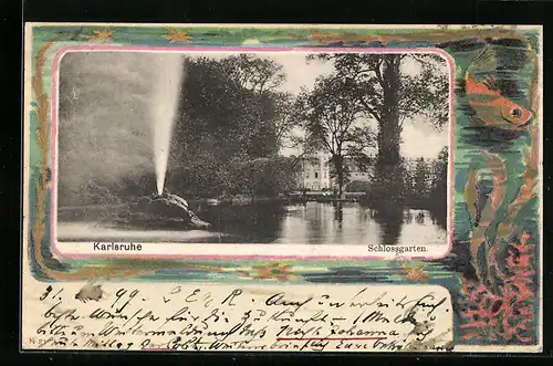 AK Karlsruhe i. B., Wasserkunst im Schlossgarten