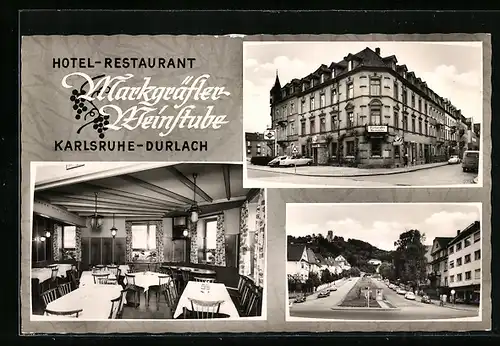 AK Karlsruhe-Durlach, Hotel Restaurant Markgräfler Weinstube, im Gastraum