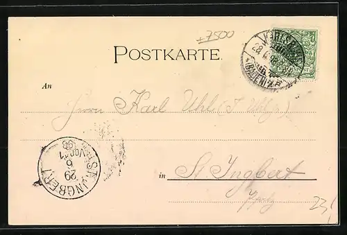 AK Karlsruhe i. B., Blick in die Kaiserstrasse