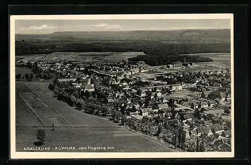 AK Karlsruhe-Rüppurr, Generalansicht der Stadt vom Flugzeug aus