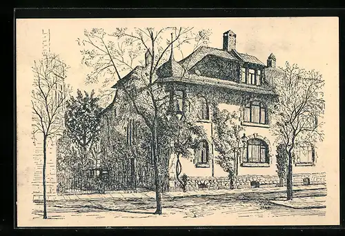 Künstler-AK Karlsruhe i. B., Haus in der Eisenlohrstrasse 15