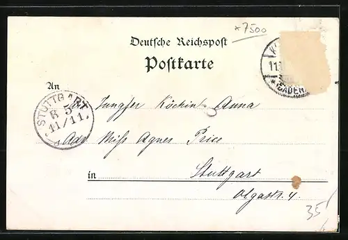 Lithographie Karlsruhe i. B., Bilder aus dem Stadtgarten, Unterkunftshaus, Besucher an der Festung