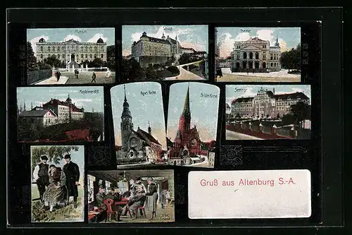 AK Altenburg / S.-A., Agnes-Kirche, Seminar, Schloss, Theater