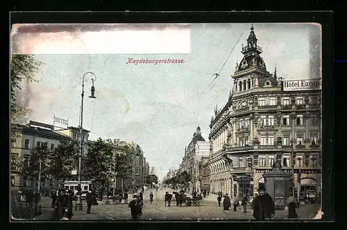 AK Halle / Saale, Magdeburger Strasse mit Strassenbahn