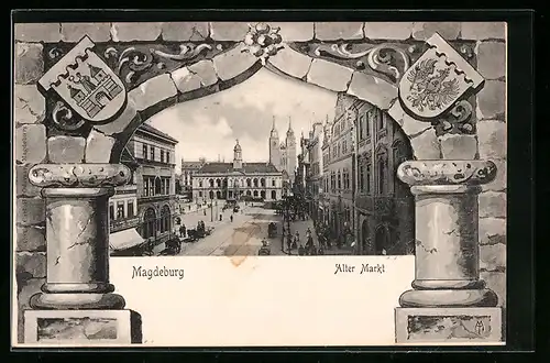 AK Magdeburg, Alter Markt, Wappen