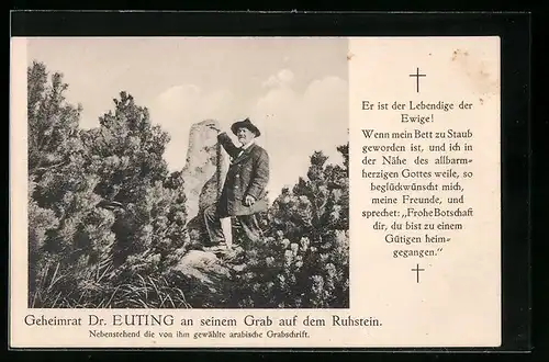 AK Seebach / Baden, Geheimrat Dr. Euting an seinem Grab auf dem Ruhstein