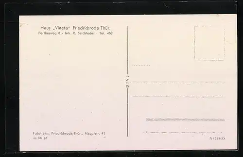 AK Friedrichroda i. Thür., Pension Vineta, Perthesweg 8