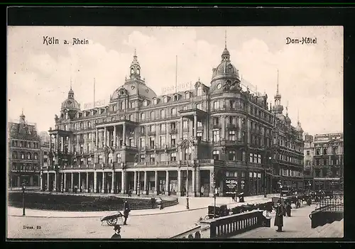 AK Köln, Dom-Hotel mit wartenden Kutschen