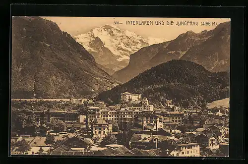 AK Interlaken, Generalansicht gegen die Jungfrau