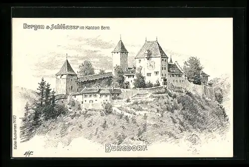Künstler-AK Burgdorf, Blick auf die historische Burg