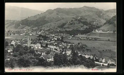 AK Wattwil, Generalansicht mit der Kirche