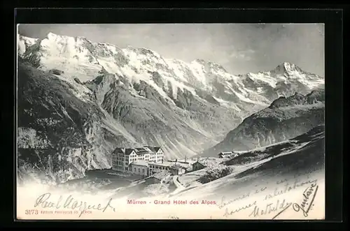 AK Mürren, das Grand Hotel des Alpes