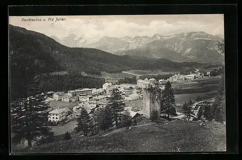 AK Pontresina, Vue Generale, Piz Julier