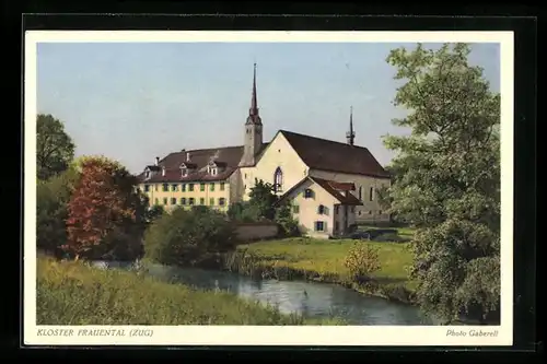 AK Zug, Partie am Bachufer im Kloster Frauental