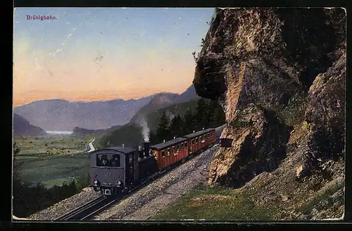 AK Brünigbahn am Felsen
