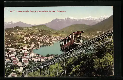 AK Lugano, colla Ferrovia funicolare del San Salvatore, Bergbahn