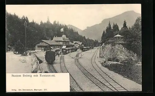 AK Brünigbahn, Station mit Restaurant