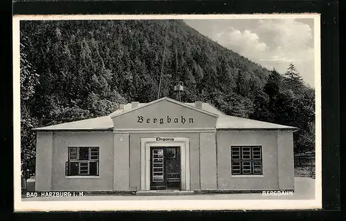 AK Bad Harzburg i. H., Bergbahn-Bahnhof, Eingang