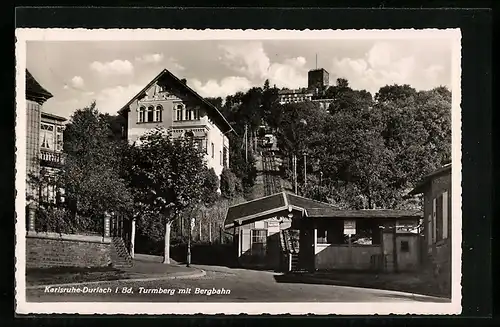 AK Karlsruhe-Durlach, Turmberg und Bergbahn