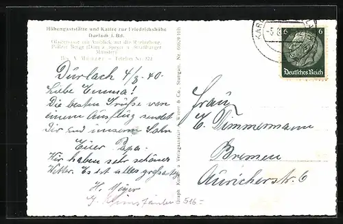 AK Karlsruhe-Durlach, Turmberg und Bergbahn