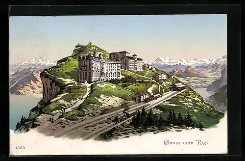 AK Rigi-Kulm, Blick zum Kurhaus