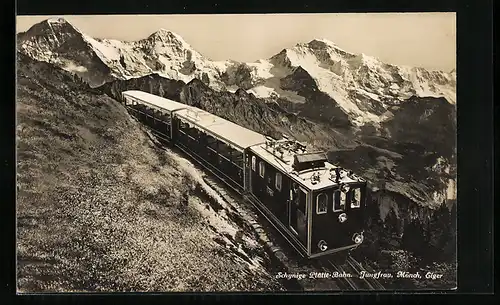 AK Schynige Platte-Bahn mit Blick auf Jungfrau und Mönch