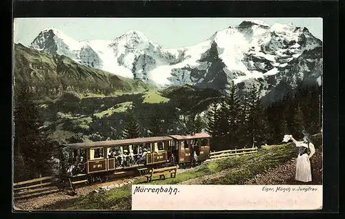 AK Mürrenbahn, Eiger, Mönch und Jungfrau, Bergbahn