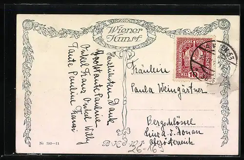 Künstler-AK Wien, Blick über den belebten Burgplatz