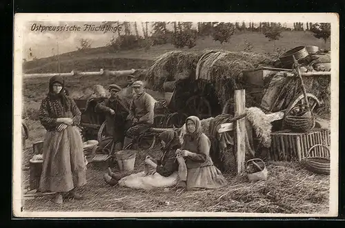AK Ostpreussische Flüchtlinge mit Hausrat
