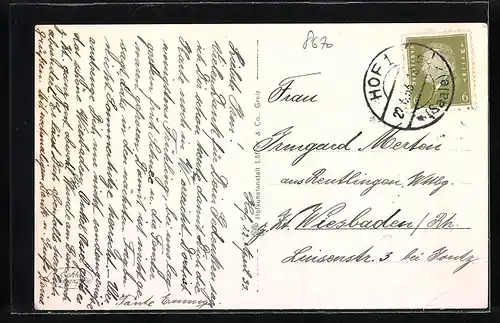 AK Hof i. Bay., Ortsansicht aus der Vogelschau