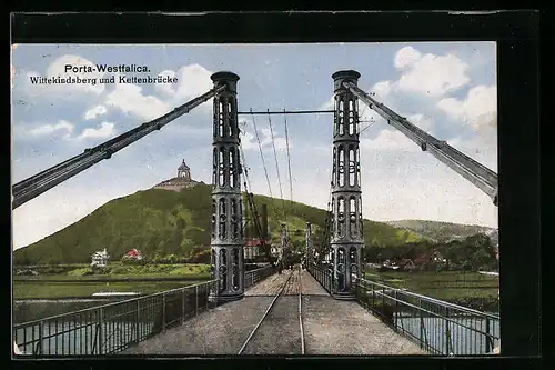 AK Porta-Westfalica, Wittekindsberg und Kettenbrücke
