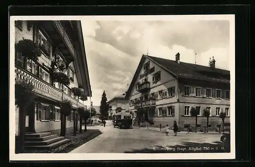 AK Simmerberg, Gasthaus z. Adler von Georg Dietrich mit Strassenpartie