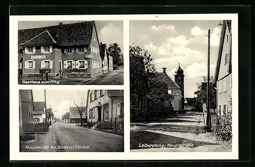 AK Leiberstung, Hauptstrasse, Gasthaus zum Pflug & Bäckerei Frietsch